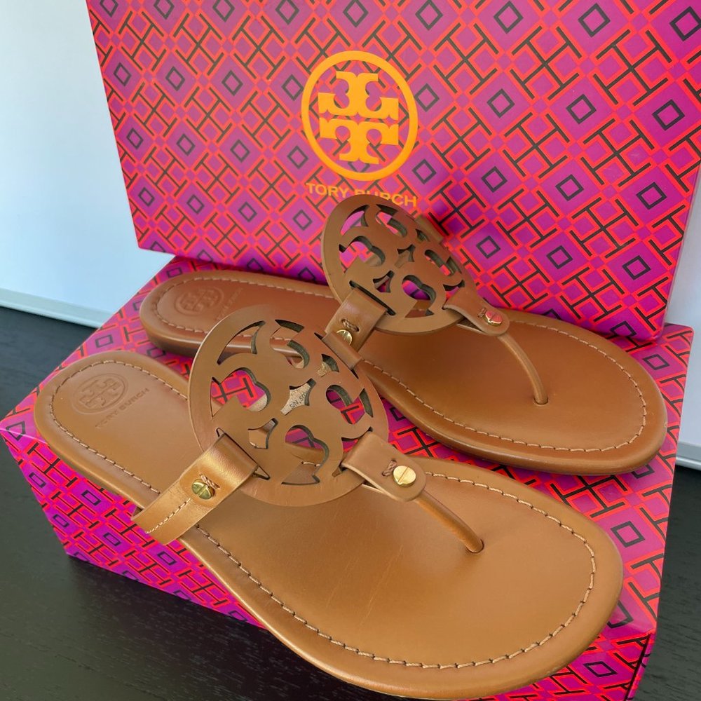 TORY BURCH MILLER SANDALS - COLOR SAND - SIZE 9 US - WORN LESS THAN 5 TIMES -NIB